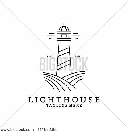 Lighthouse Logo Line Art Minimalist Vector Image Design