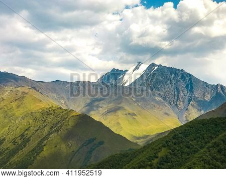 Tebulosmta Mountain Peak In Summer, Tusheti Region, Georgia.
