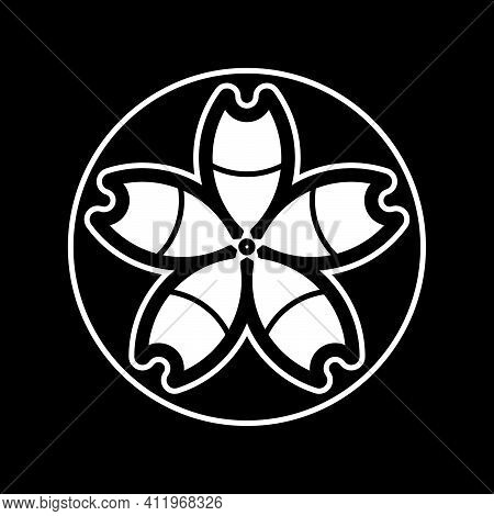 Geometric Modern Japanese Kamon With Five Flower Illustration In Flat Design Monogram Symbol