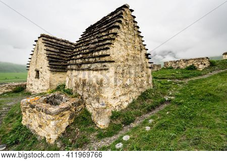Ancient Alanian Necropolis (city Of Dead)  In Dargavs Village, North Ossetia Alania, Russia