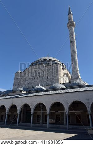 Turkey, Istanbul 14,03,2018 Mihrimah Sultan Mosque In Uskudar District. Muslims And Tourists Walk Th
