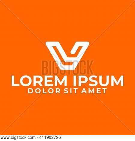 Initial Letter Lv Or Vl Logo Template With Modern Geometric Line Art Illustration In Flat Design Mon