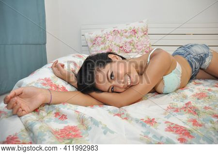 Pretty Thai Model Relax In Her Bedroom