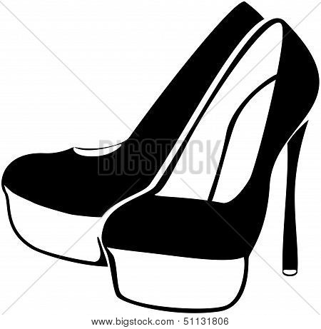 black high heel shoes isolated on white