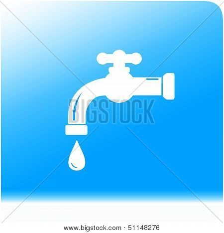 tap spigot on water background