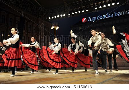 ZAGREB,CROATIA - JULY 18: Members of folk groups Gero Axular from Spain in Basque national costume during the 47th International Folklore Festival in center of Zagreb,Croatia on July 18,2013