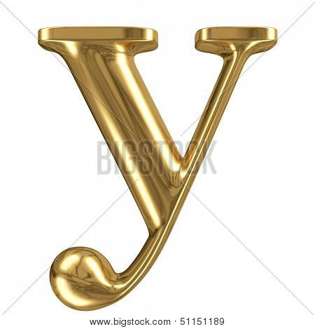 Golden font type letter y, lowercase