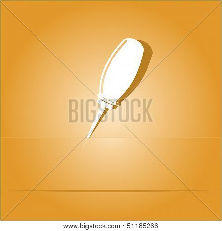 Awl. Paper sticker as bookmark. Raster illustration.  
