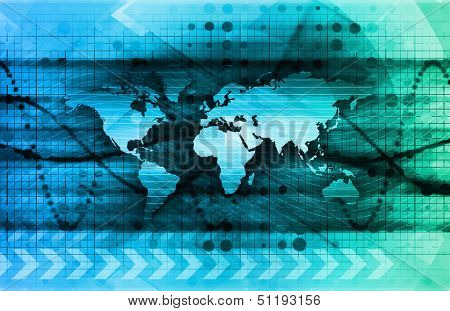 Futuristic Digital Network with Data Communication Art