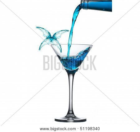 Cocktail with splash in form of buterfly