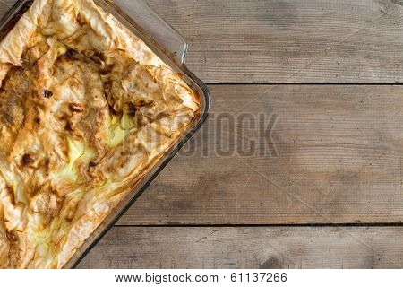 Fresh Homemade Turkish Borek In An Oven Dish