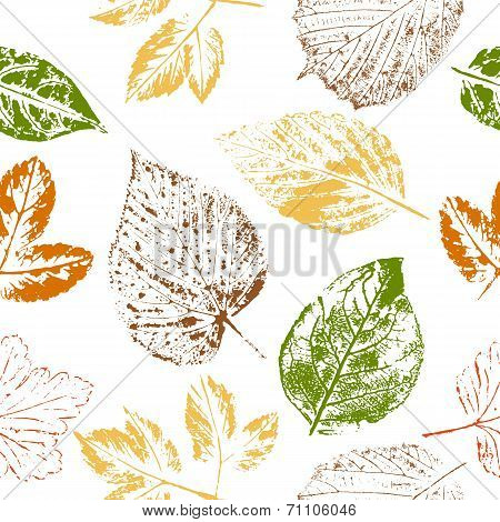 Autumn Leaf Stamps Seamless Pattern