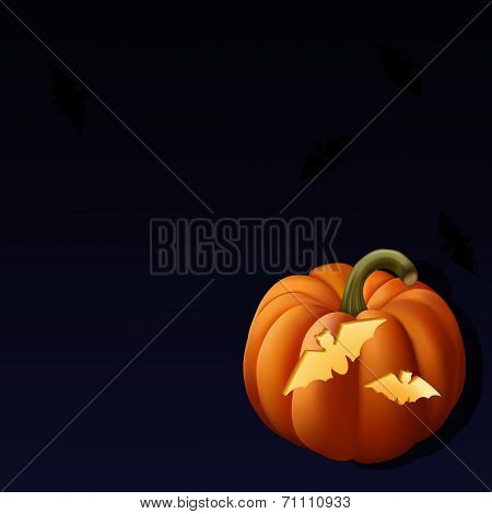 Pumpkin with bat