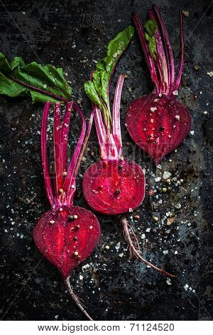 Raw vegetables for roasting, on a baking tray