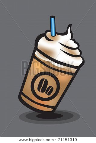 Ice Blended Coffee With Whip Cream Vector Illustration