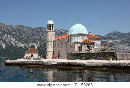 PERAST, MONTENEGRO - JUNE 08: Church of Our Lady of the Rocks, Perast, Montenegro, on June 08, 2012 