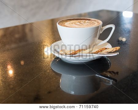 Cup Of Hot Chocolate On Black Table