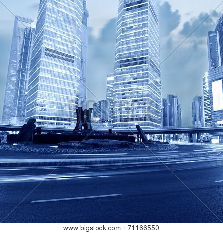 Modern city at night , in shanghai ,China
