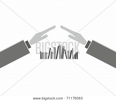Books with hands