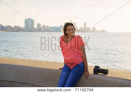 Woman Photographer Camera Tourist Picture Photo