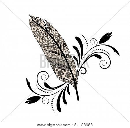 Feather flourish decal isolated 