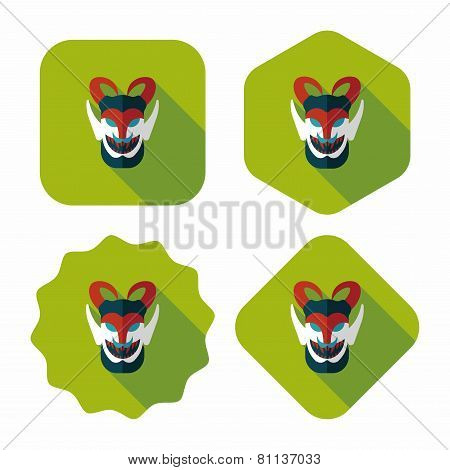 Halloween Devil Falt Icon With Long Shadow,eps10