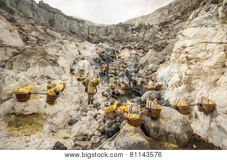Sulfur At Kawah Ijen