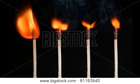 Matches flamind set isolated on black