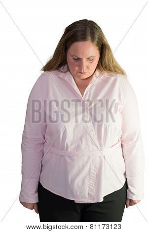 Businesswoman head down in shame