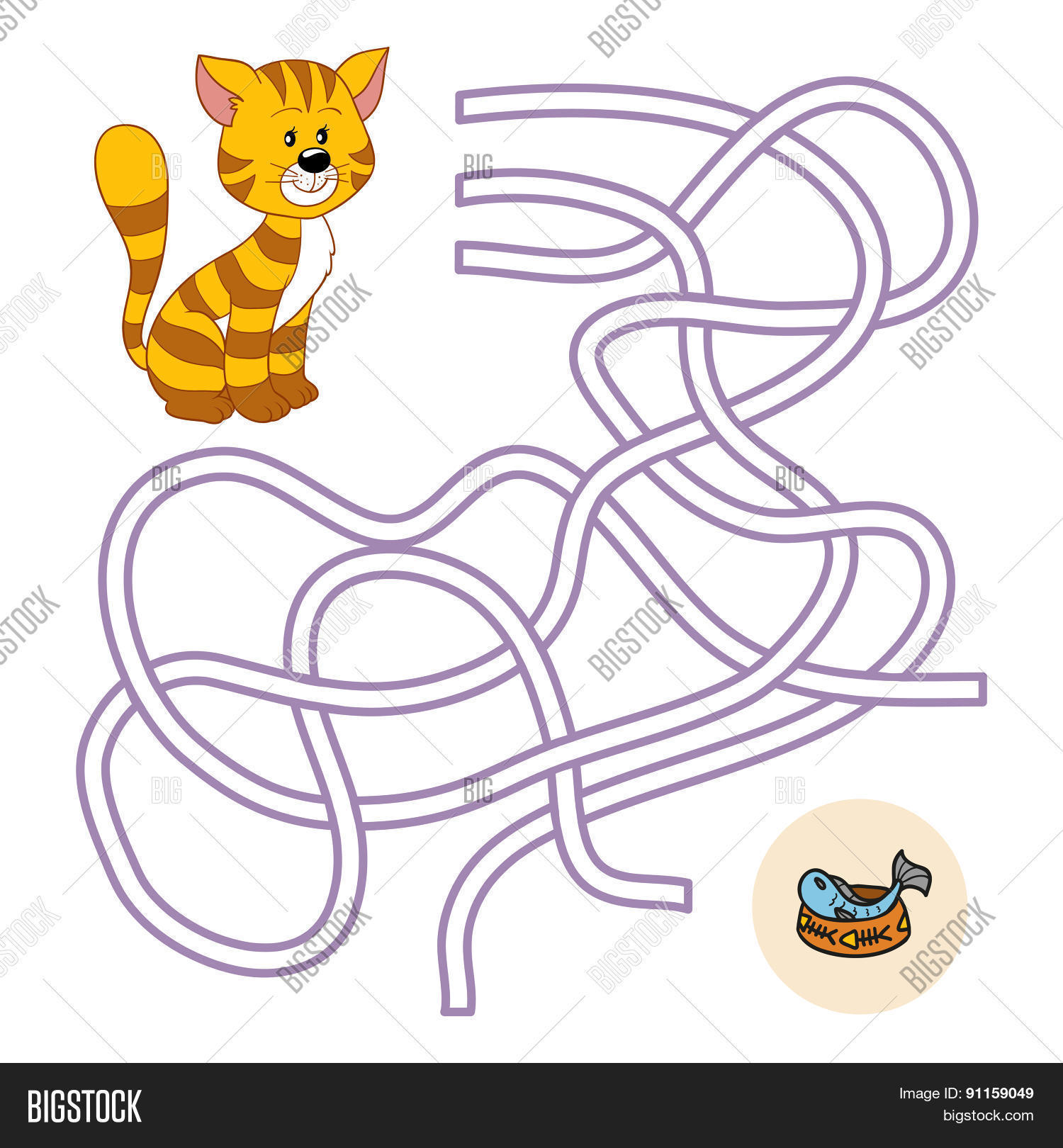 Maze Game Cat Fish Vector Photo Free Trial Bigstock