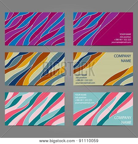 Set 4 Of 3 Horizontal Business Cards With 2 Sides.