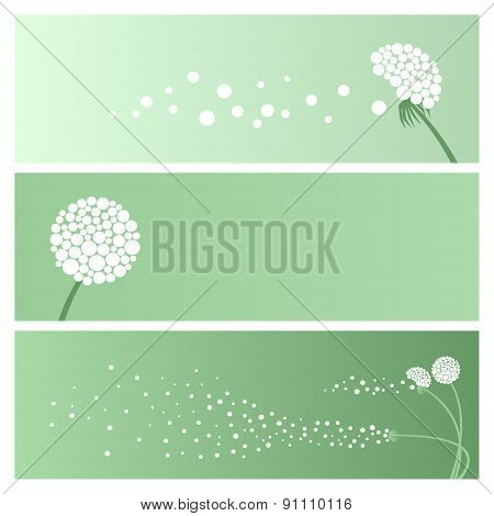 Set Of Abstract Banners With Dandelions