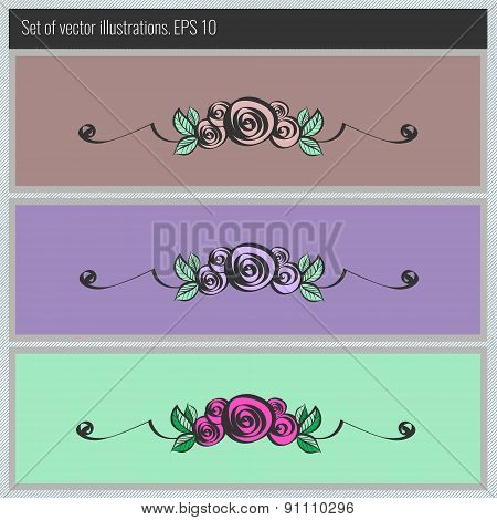 Set of vector backgrounds with floral elements