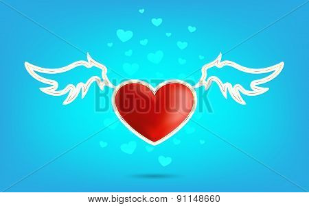 Beautiful heart on the wings of love