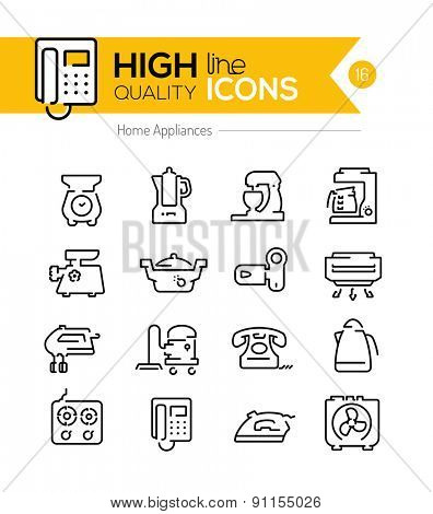 High Quality Home appliances line icons two