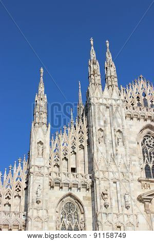 Milan Cathedral With A Beautiful Blue Sky