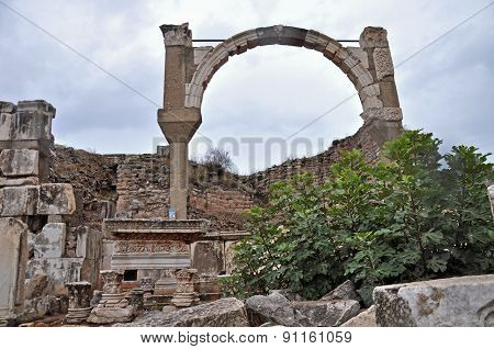 The remains of the Pollio Fountain at Ephesus
