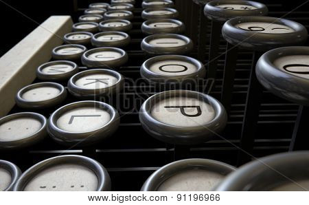 Vintage Typewriter Keys Close Up