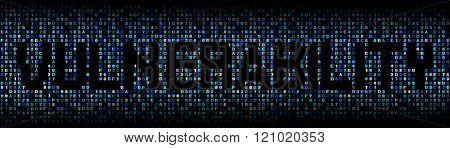Vulnerability text on hex code illustration