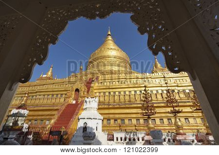 Shwezigon Paya, Bagan, Myanmar. 1 of 5 most popular famous respect holy in myanmar