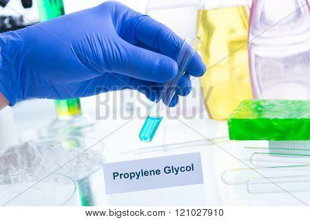 Noxious additives in cosmetics. Laboratory with chemical substances.