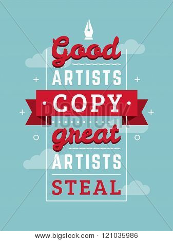 Inspirational And Motivational Quotes Typographic Poster Design In Flat Style. Vector Template For P