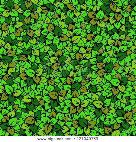 green foliage leaves seamless tileable pattern eps