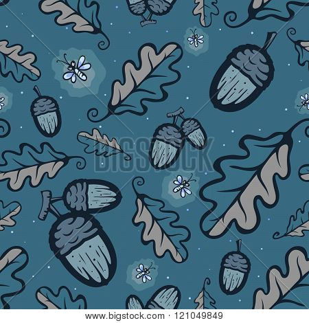 Night oak forest pattern seamless tileable eps