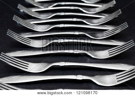 steel fork  on a black background