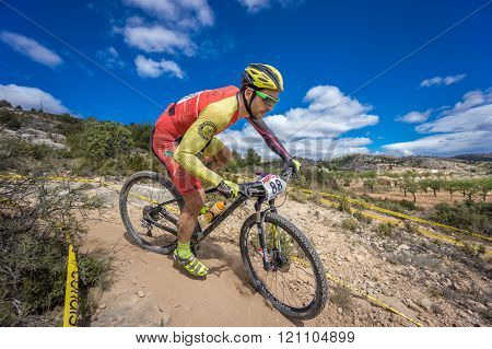 VALENCIA - MARCH 6: Jose Luis Ruiz Dorado rider participates in international Chelva MTB-XCO competi