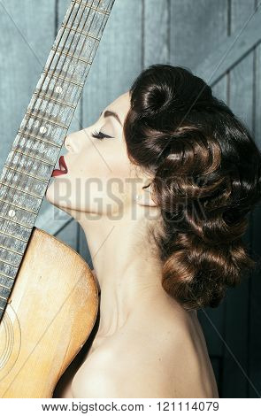Retro Woman With Guitar