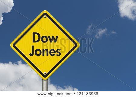 Yellow Warning Dow Jones Highway Road Sign