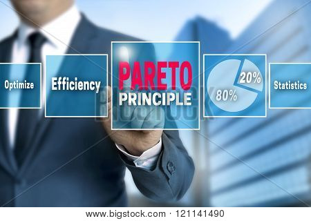 Pareto Touchscreen Is Operated By Businessman