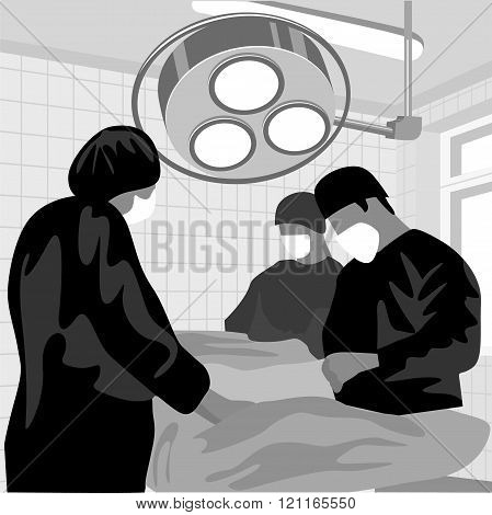 Surgeon team at work in operating room